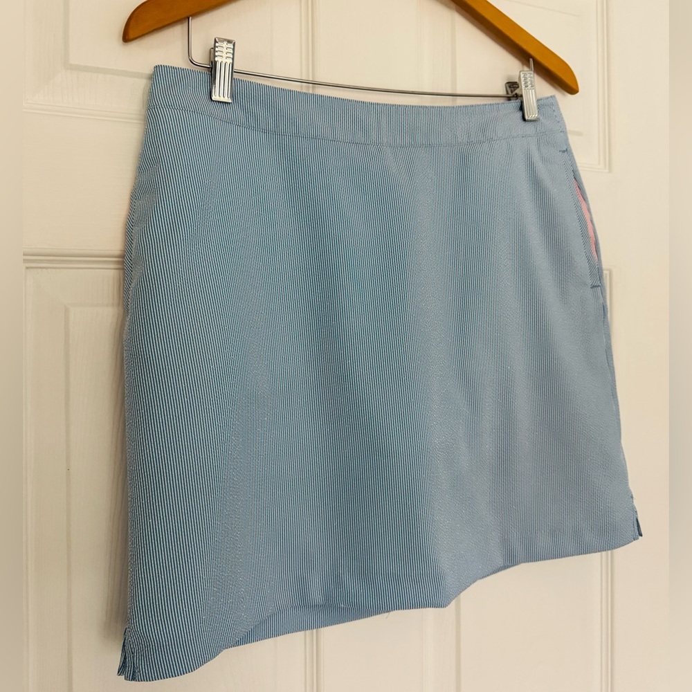 Greg Norman Seersucker Light Blue Mini Skirt